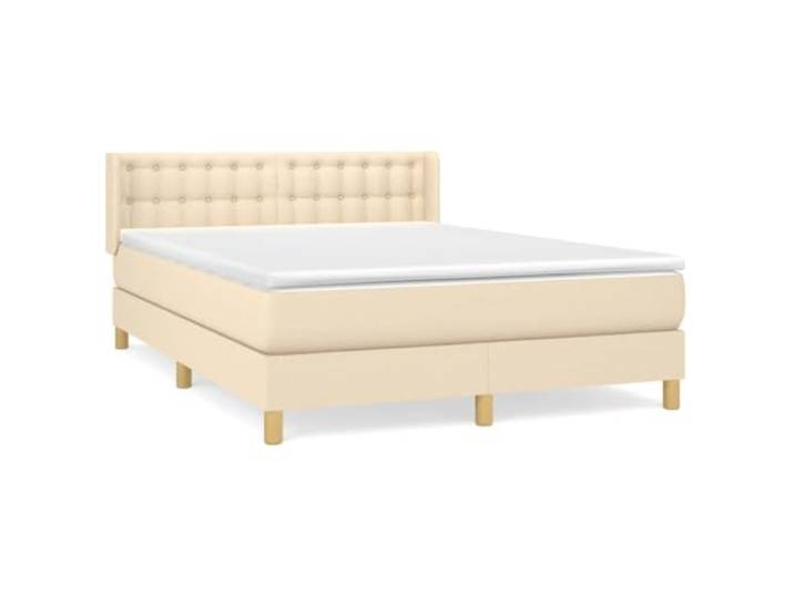 KKgypkn Boxspringbett mit Matratze Creme 140x200 cm Stoff, höhenverstellbares Kopfteil, Taschenfederkernmatratze