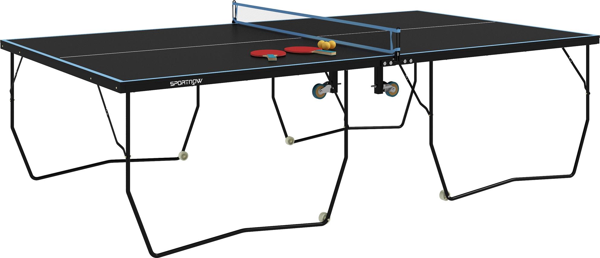 Tischtennistisch, klappbar, schwarz - Stahlrahmen - inklusive Netz und Zubehör - für Innen- und Außenbereich