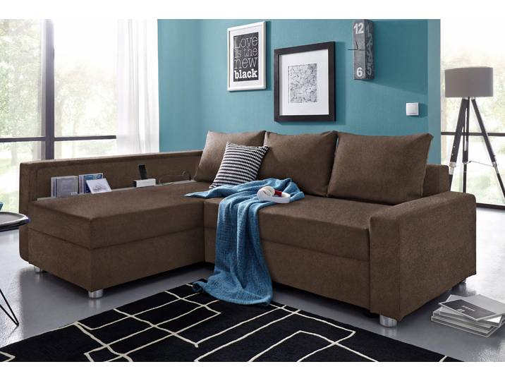COLLECTION AB Relax L-Form, B: 223 cm Schlaffunktion, Bettkasten, Regal & 1 Zierkissen, optional Licht