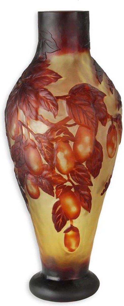 Glazen vaas met oranje bessen in cameo glas, Hoogte: 39 cm