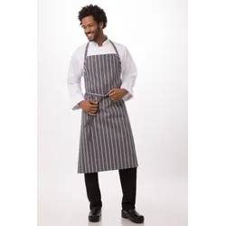 Chef Works® Basic ENGLISH CHEF Latzschürze,  Grau-Weiß-gestreift