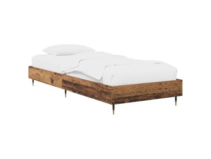 Keeushr Bettrahmen Altholz 80 x 200 cm Holzwerkstoff Rechteckiges Design, fester Lattenrost, stabiles Gestell, pflegeleicht, platzsparend, für kleine Wohnungen