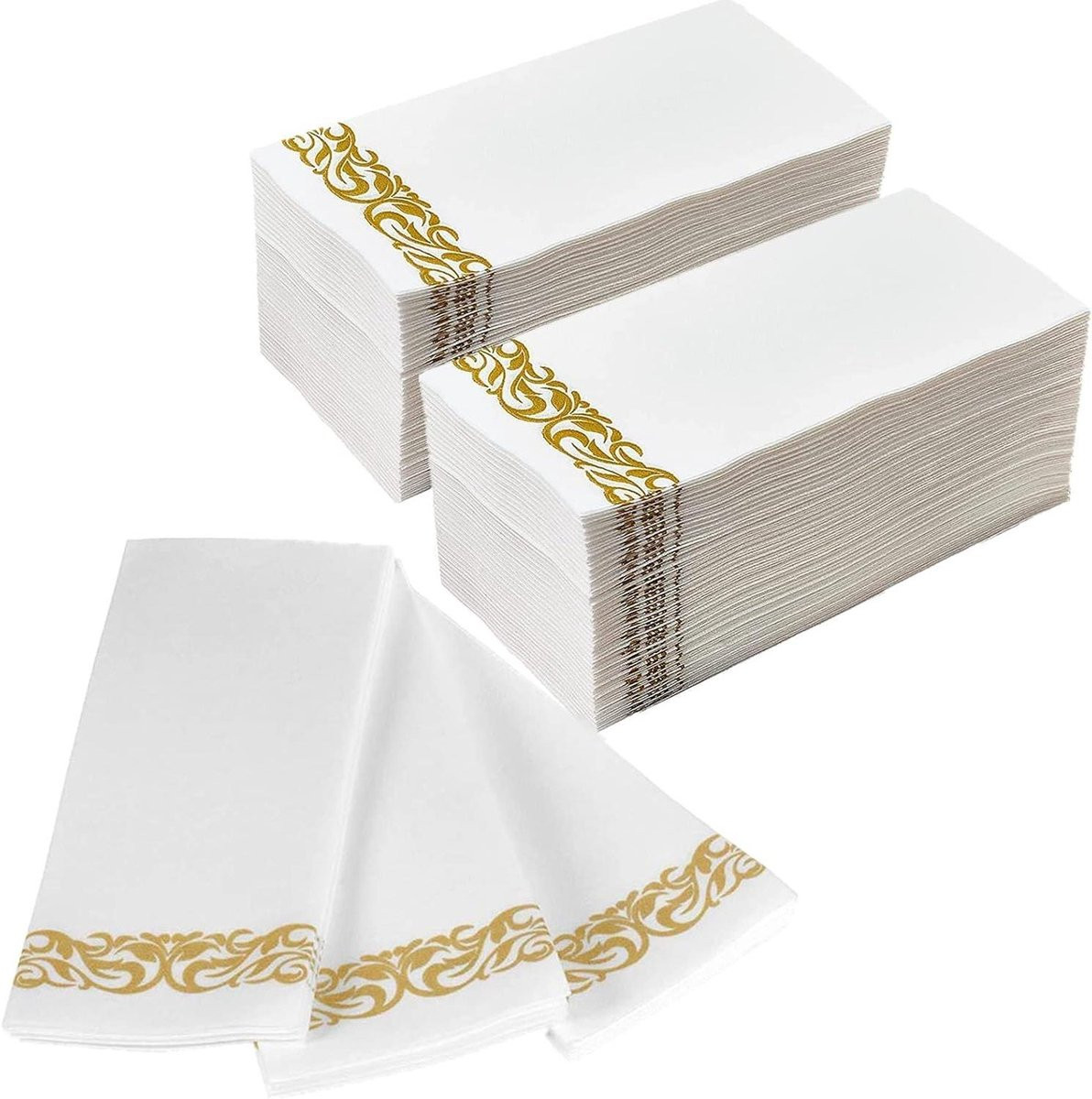Wegwerp handdoeken met linnen look, goud, 100 stuks