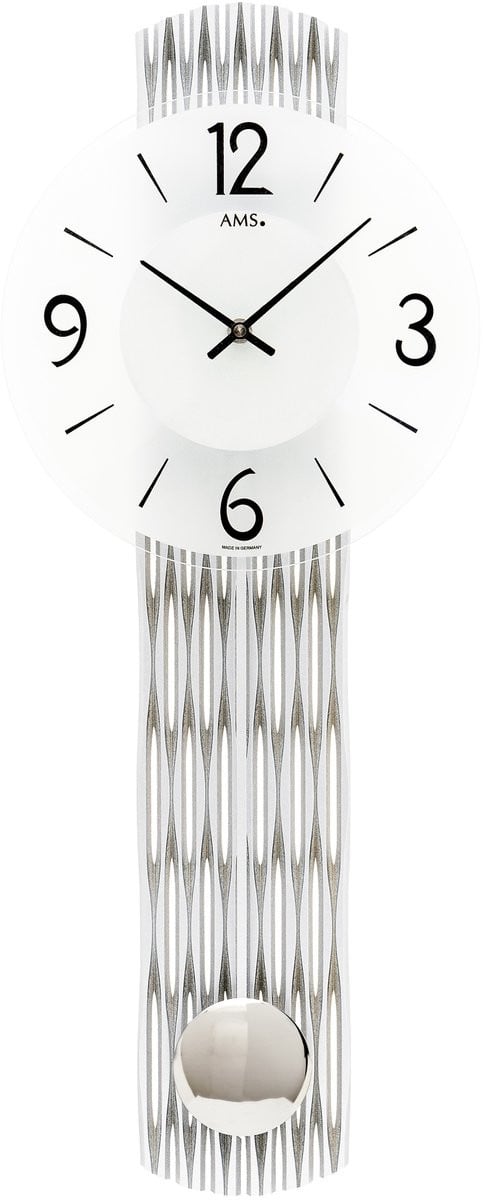 AMS Quartz Wandklok met slinger W7506 zilverkleurig