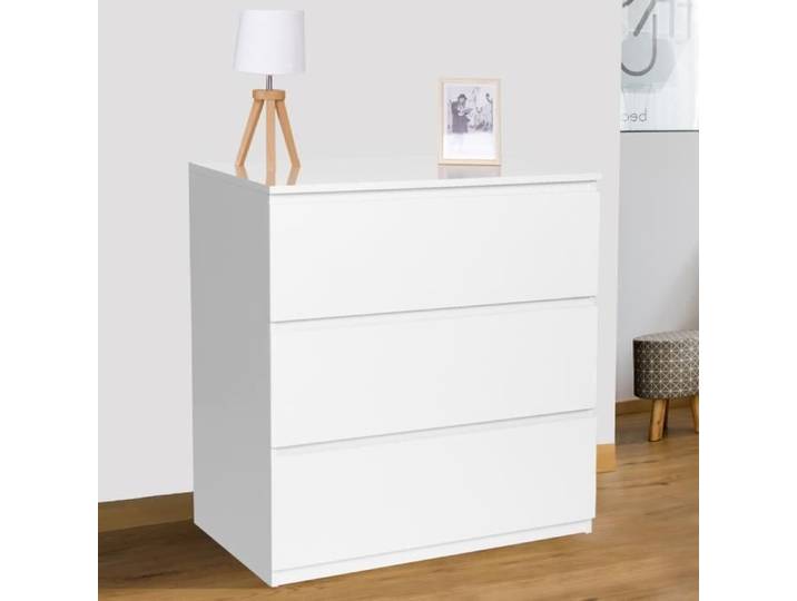 IDMARKET Commode 3 tiroirs TOMI 78 cm bois blanc