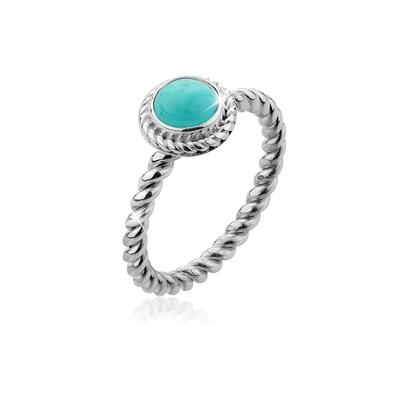 Fingerring NENALINA "Howlith Türkis Geburtsstein Dezember 925 Silber" Gr. 54, blau (türkis), Fingerringe, Damen, 54mm,mit Steinen, Silber 925 (Sterlingsilber), 2mm, Fingerring