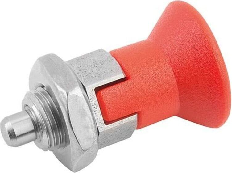 KIPP Arretierbolzen GR.2 M12x1,5 D6 Form D mit Rastnut Kontermutter kurz (K0631.1820684)
