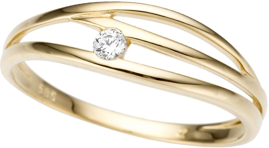 Goldring FIRETTI "Schmuck Geschenk Gold 333 Damenring Goldring" Gr. 17, gold (gelbgoldfarben, kristallweiß), Fingerringe, Damen, 17, Gelbgold 333, 6mm, Goldring, mit Zirkonia (synth.)