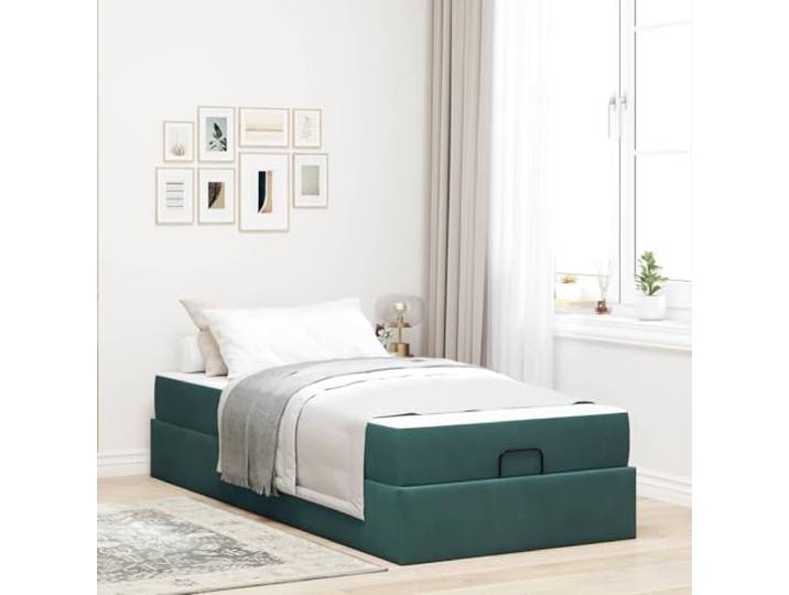 WDGJJFECNMUEHI Samt Modernes Bettgestell mit Matratze 80x200 cm Grün Bettgestell mit Matratze 2 pcs Grün Samt 200x80 cm Stauraumbett mit Lattenrost und Boxspring Optik