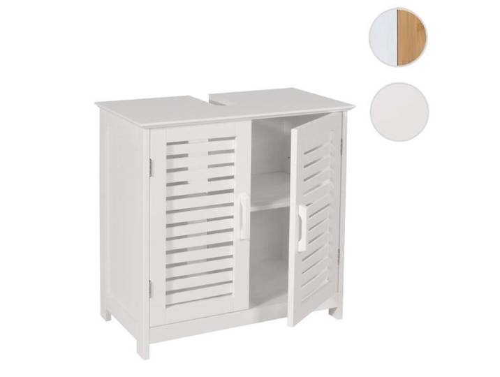 Meuble sous-vasque HWC-B41 Bambou MDF 60x60x30cm blanc