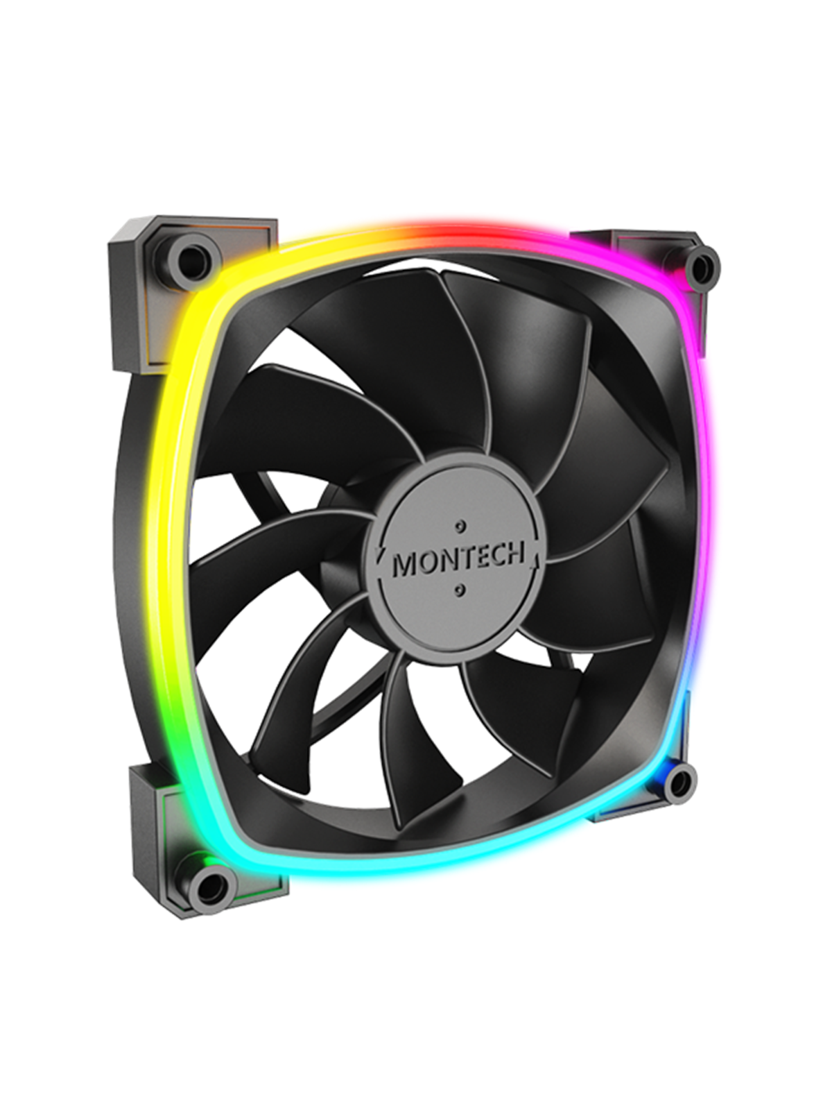 Montech RX120 PWM BK - Reverse - Gehäuselüfter - 120mm - Schwarz mit RGB LED - 27 dBA