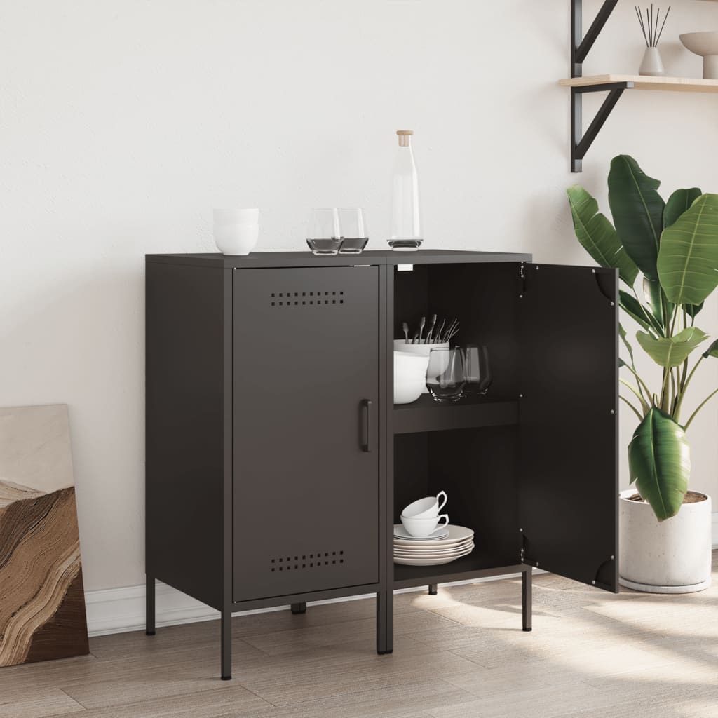 vidaXL Buffets 2 pcs noir 36x39x79 cm acier