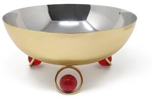 Classic Touch Salad Bowl Silver Inner Gold Outer with Ball Legs