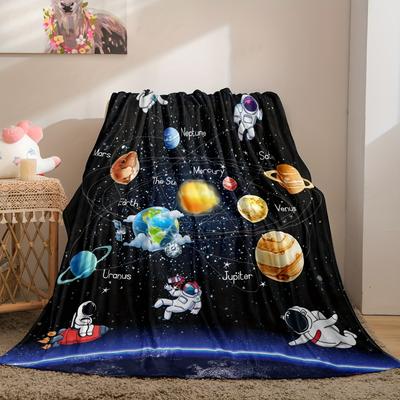 Shop Station Astronaut Planet Flannel Throw Blanket Soft Cozy Space Blanket For Sofa, Bed & All Season Comfort 51.18 59.06 In