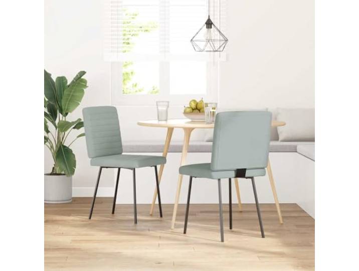 NLQMSU Esszimmerstuhl, hellgrau, Samt, Metall, Holz, 2 Stück Dicke Schaumstoff-Sitzfläche, gepolsterte Rückenlehne, moderner Stil, vielseitig einsetzbar, neutraler Farbton