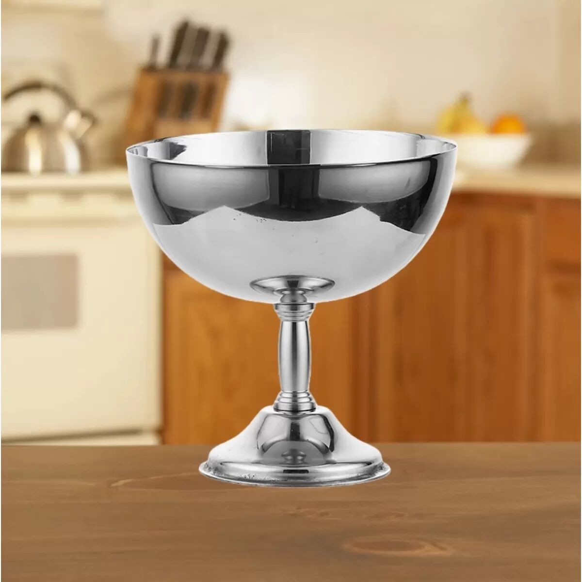 INF 11cm Premium Salatschale aus Edelstahl mit hohem Fuß - Elegante Dessert- & Servierschüssel