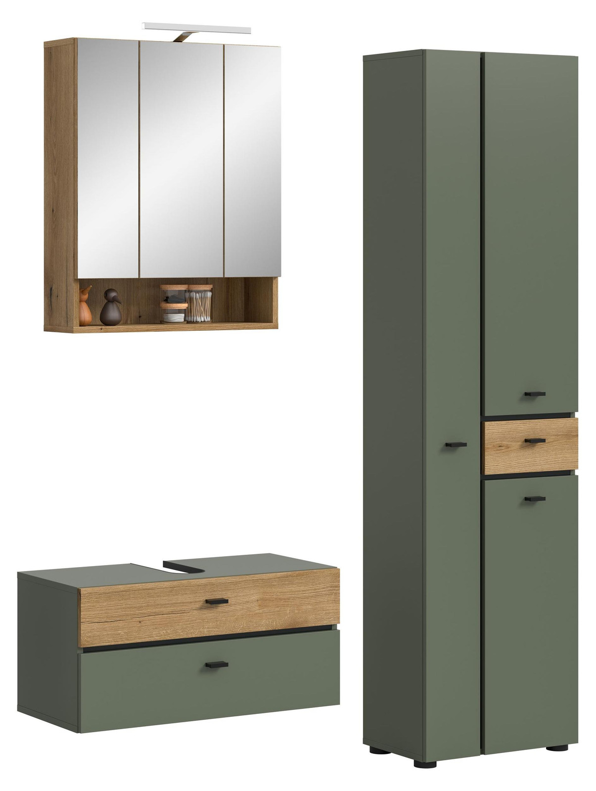 Xonox Badkamercombinatie met LED-verlichting, Groen, B: 141 cm, H: 191 cm, D: 35 cm
