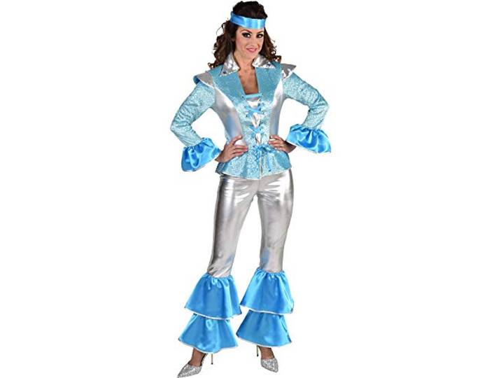 verkleedpak Dancing Queen polyester zilver mt S