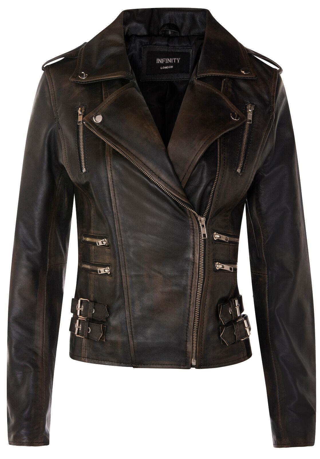 Damen Leder Brando Bikerjacke-Loddon