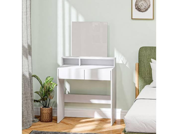 HOMCOM Coiffeuse Moderne Blanche avec Miroir et Rangement