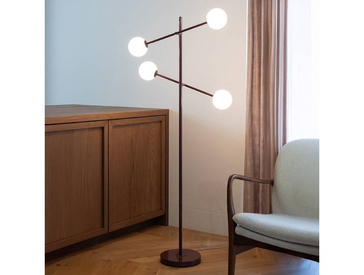 Lampadaire Copenhagen 26 x 170 x 48cm Rouge/Rouge bourgogne fer et verre opalin G9