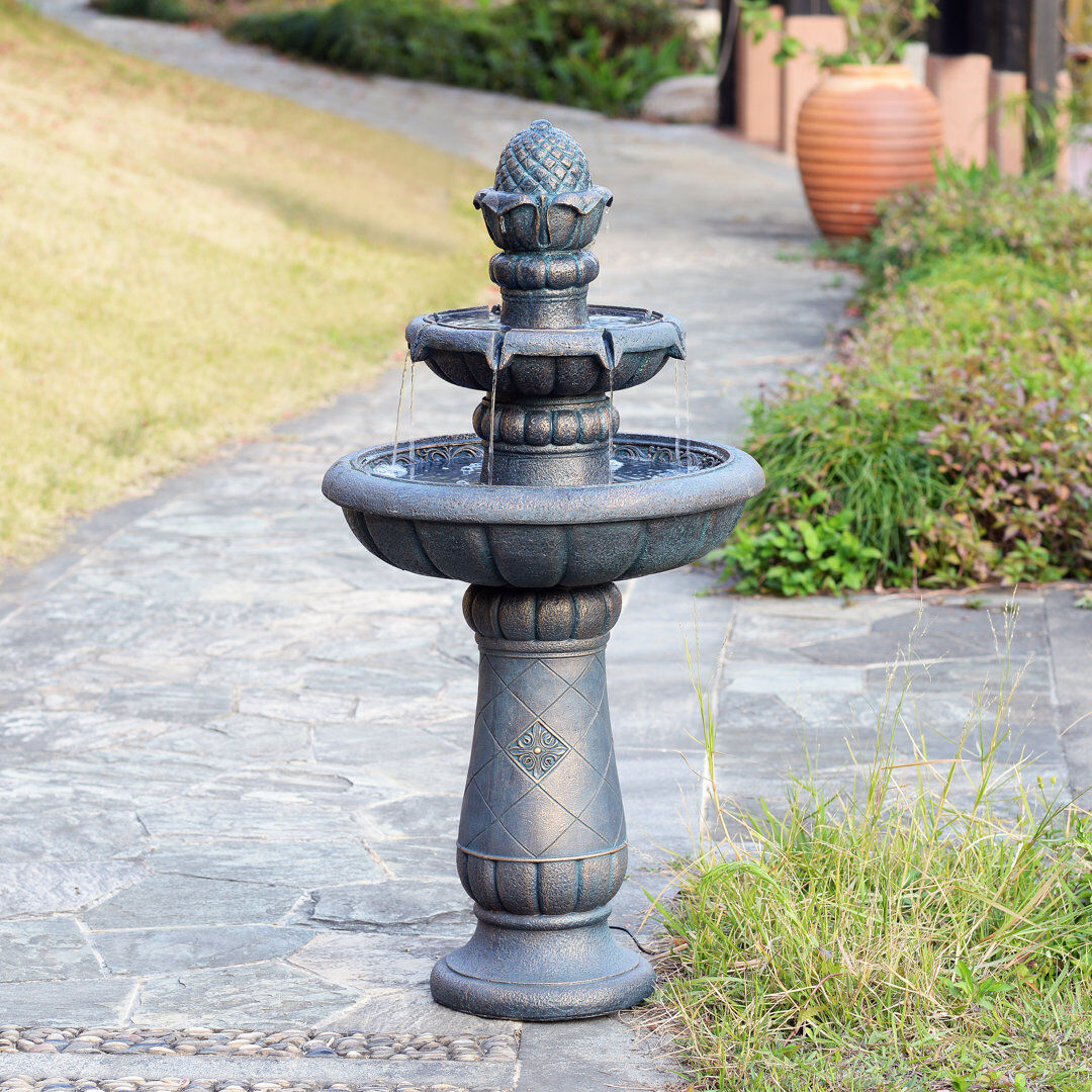 Teamson Home Two-Tier Birdbath Outdoor Garden Weather Resistant Water Fountain Antique Copper 99cm H X 53cm W X 53cm D