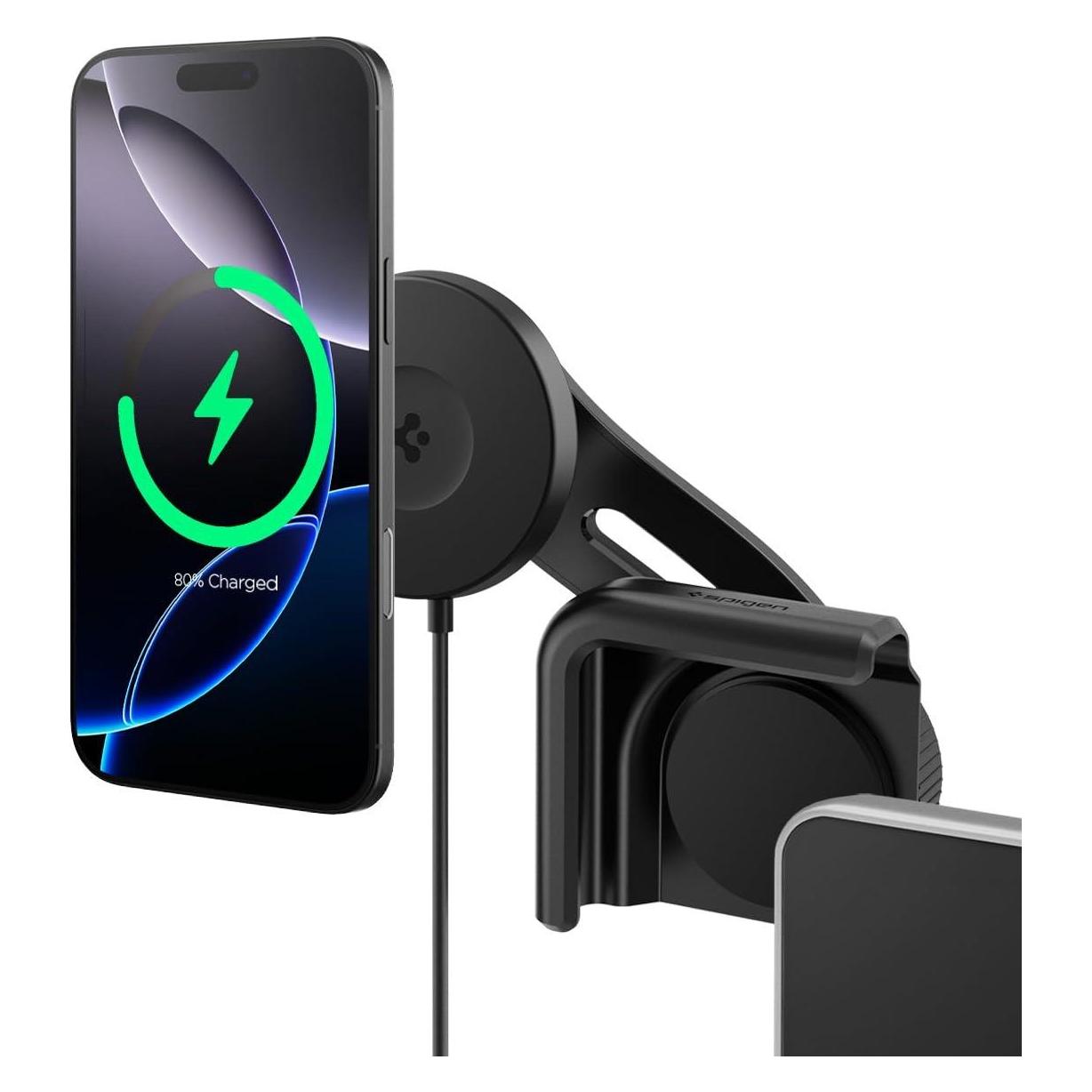 Spigen Tesla TapLock MagSafe Car Mount Charger Wireless for Screen - Black (ACP07870)