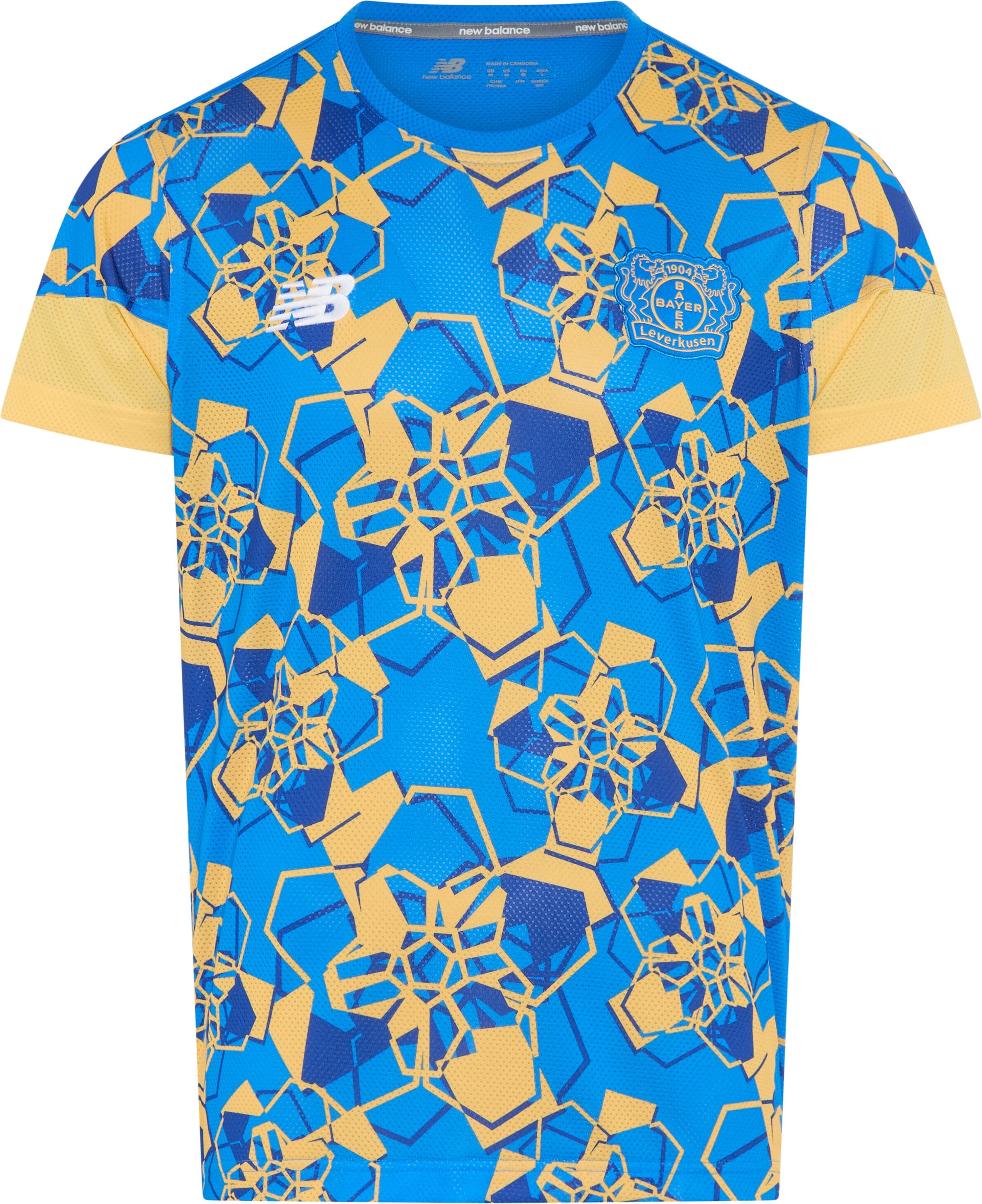 Trainingsshirt NEW BALANCE "BAYER 04 LEVERKUSEN MATCH JERSEY", Herren, Gr. M, blau (blau oasis), Obermaterial: 100% Polyester, Shirts Trainingsshirt, Kurzarmdesign, für Erwachsene, schnell trocknend, atmungsaktiv