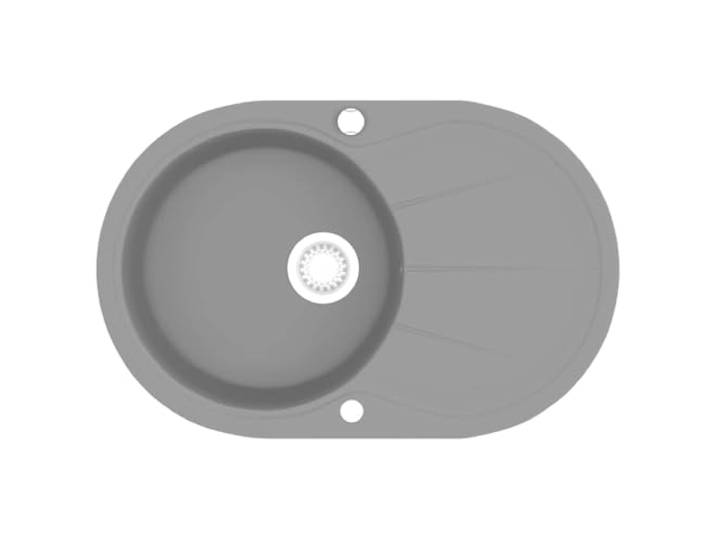 Granit Einzelspüle, Oval, Grau Mit Sieb enthalten,Links oder Rechts Montage,Temperaturbeständiges Granit Einfache Montage,Tiefes Fach