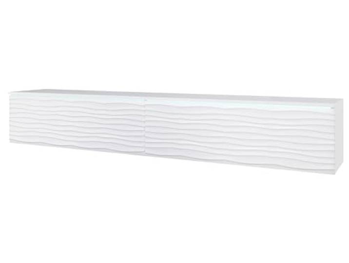 Lowboard D TV-kast, 180 cm, tv-kast, tv-tafel, optionele ledverlichting, woonkamermeubel, gegolfd wit (zonder ledverlichting)