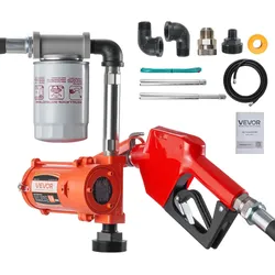 VEVOR Kraftstoffpumpe, 12 V DC, 37 L/min, Dieselpumpen-Set, mit automatischer Abschaltdüse, Förderschlauch, Überhitzungsschutz, Stromkabel, explosionsgeschützt, für Benzin, Diesel & Kerosin