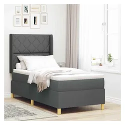 vidaXL, Boxspringbett, Boxspringbett Mit Matratze Stoff Dunkelgrau (90 x 200 cm)
