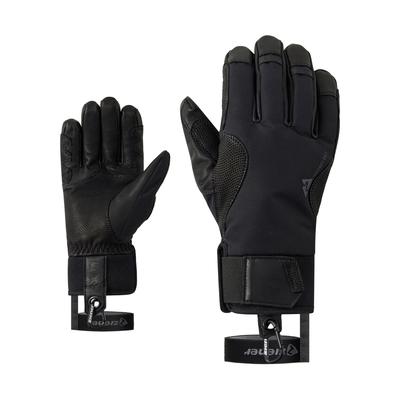 Skihandschuhe ZIENER "LATEMARSPITZE-Z AQUASHIELD", Herren, Gr. 7.5, schwarz, Materialmix, Handschuhe, wasserdicht, winddicht, Wollwattierung, taktile Lederinnenhand