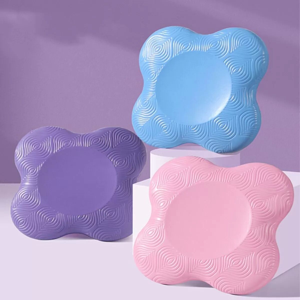 INF Yoga-Kniepolster 2er-Set – Extra dicke 20mm TPE+PU Kniekissen für Yoga, Planks und Dehnen, stoßdämpfende konturierte Blau