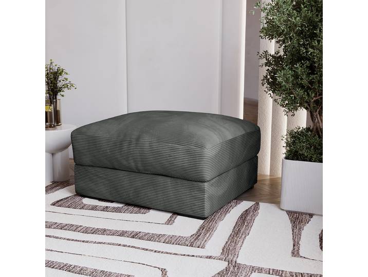 Polsterhocker WILARS 92 x 42 x 92cm Grau/Graphit Cordstoff Zuri: Graphit