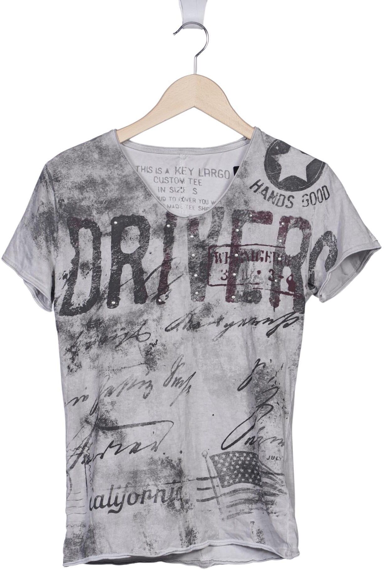 Key Largo Herren T-Shirt, Grau, Gr. S, Baumwolle - Second Hand