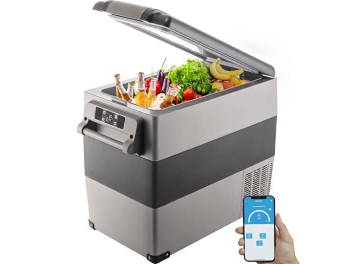 VEVOR Tragbare Kühlbox 55L Auto Kühlschrank 220VMini-Kühlschrank elektrische Gefrierbox klein Gefrierschrank für Auto camping, Lkw, Boot