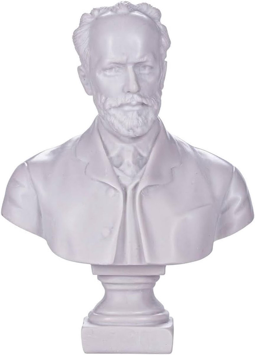 Marmeren buste standbeeld van Pyotr Tsjaikovski - Hoogte: 19,5 cm - Kunstsculptuur