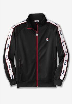 Men's Big & Tall FILA® Taped Logo Track Jacket by FILA in Black (Size 4XL)