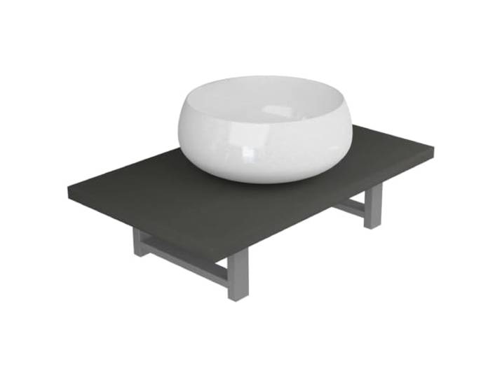 LMTYOENFG 2-tlg Badmöbel Set Wandregal Grau mit Keramik Aufsatzwaschbecken Kompakte Wandmontage Kombination aus grauem Regal und weißem Becken für Gästewc, Badezimmer und Schminkraum.