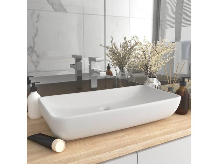 vidaXL Lavabo de luxe Rectangulaire Blanc Mat 71x38 cm Céramique