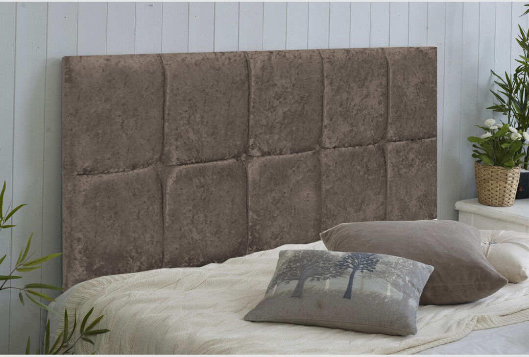 Rosdorf Park Shearer Upholstered Velvet Headboard Black Double (4'6)