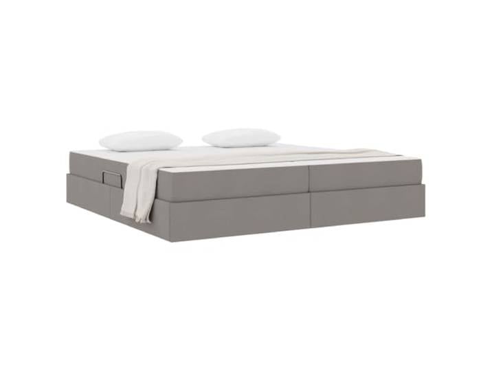 KTHLBRH Boxspringbett 200 x 200 cm mit Matratze Taupe Hydraulisches Heben, Metallgestell, großer Raum, modernes Design