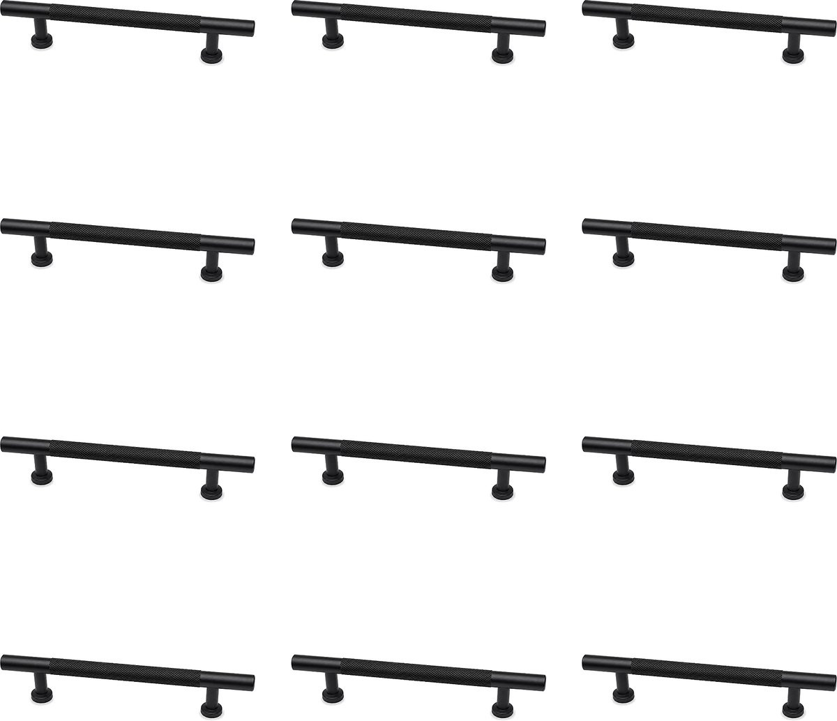 Luxavia Kastgreep Zwart Aluminium 128mm 12-pack Meubelgrepen Set