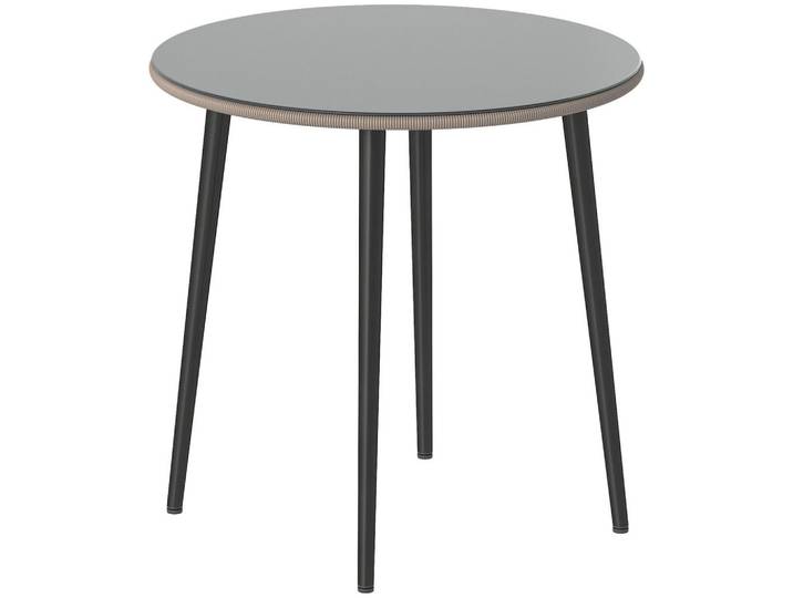 Outsunny Gartentisch Stahl gehärtetes Glas Grau, Metall, rund, konisch, 80x74x80 cm, Gartenmöbel, Gartentische, Gartentische