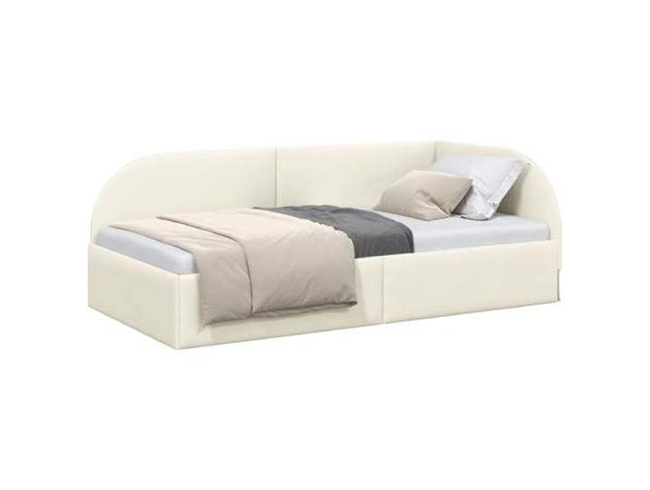 vidaXL Eckbettgestell mit Kopfteil Creme 90 cm x 200 cm Samt, Stylisches Tagesbett, Moderne Rahmen, langlebige Ecke, gemütlich, einzigartige Struktur, minimalistisch