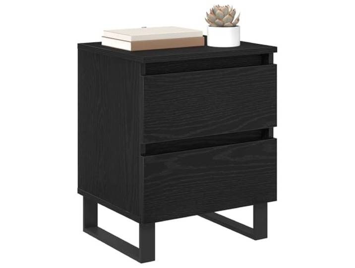 KTHLBRH Nachttisch Eiche schwarz 40 x 35 x 50 cm 2 Stück Technisches Holz, Stahlrahmen, 4 Schubladen, rustikales Design, einfache Wartung