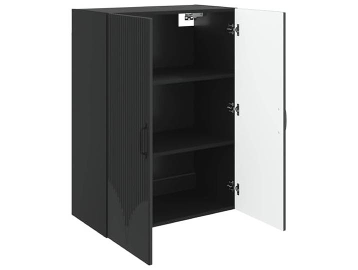 KTHLBRH Wandschrank schwarz 66 x 34,5 x 90 cm aus technischem Holz 2 Türen, Griffe aus Metall, Wandmontage, Türen 90 °, maximale Belastung 60 kg