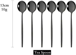 Modern Mode Marketplace White Gold Stainless Steel Spoons Tea & Dessert Set black