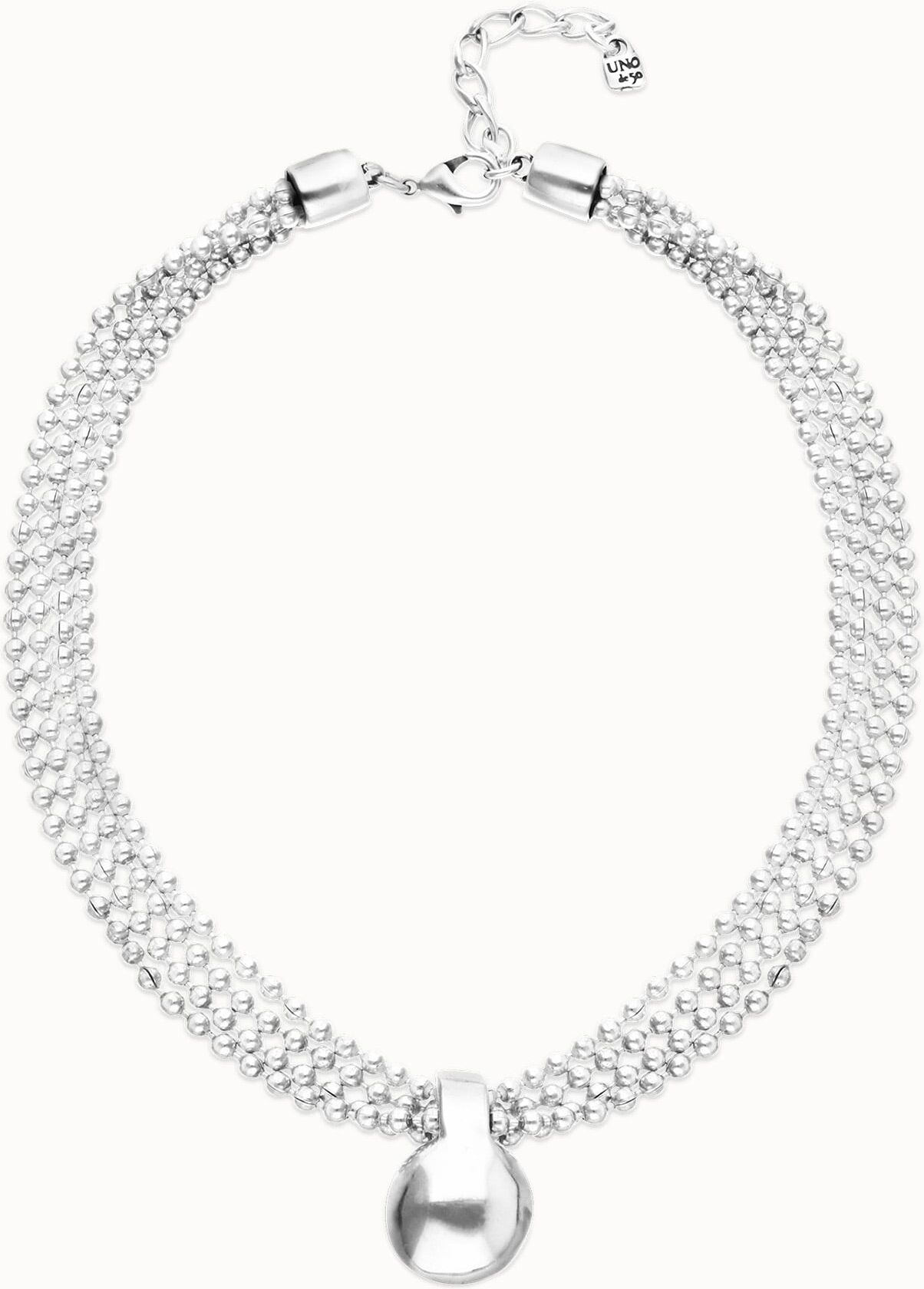 UNOde50 Collar con hilos plateados y esfera grande Plateado U